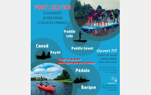 Point Location Canoés Paddles Barques et Pédalos aux Couflons